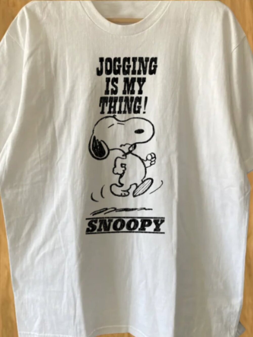 Rare Snoopy Jogging Is My Thing Washed White T-Shirt